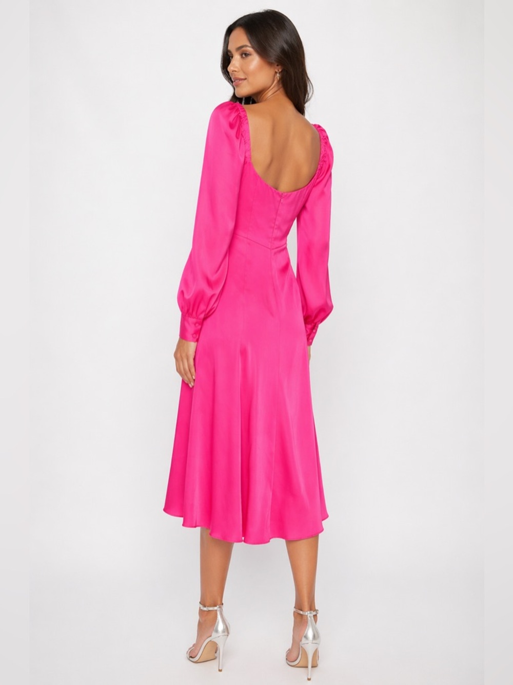 NWT Farm Rio Hot Pink Cutout Midi Dress - Sz Small 🩷 - Picture 3 of 10
